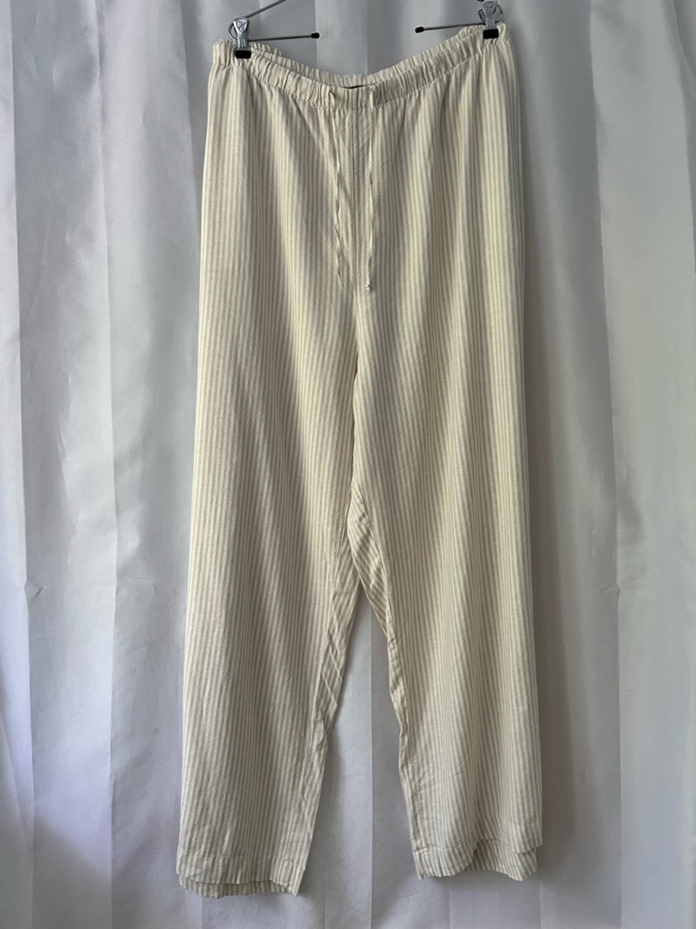 Old Navy 3X Cream Striped Linen Blend Wide Leg Pants Beach Resort Casual